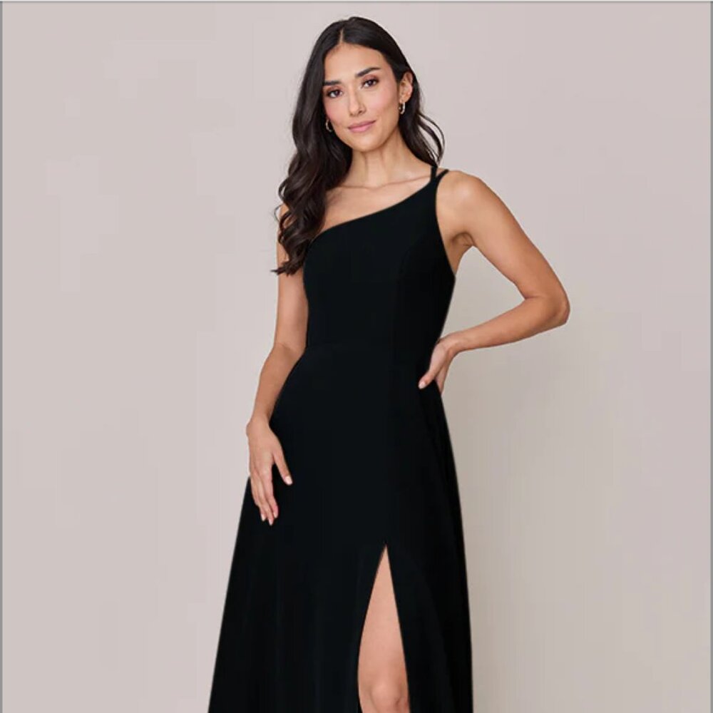 Revelry Inez Chiffon Bridesmaids Dress (Black - Size 2)
